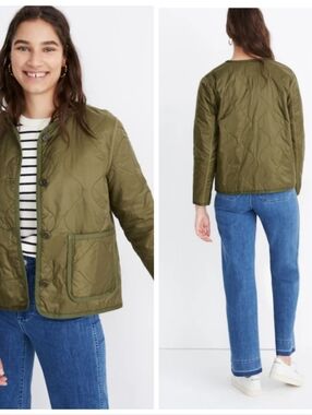 Madewell Quilted Liner Jacket Olive Women's Jacket Size M